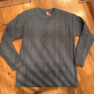 ANRABESS Womens Blue Sweater Oversized M Cable Knit Chunky Fisherman Pullover